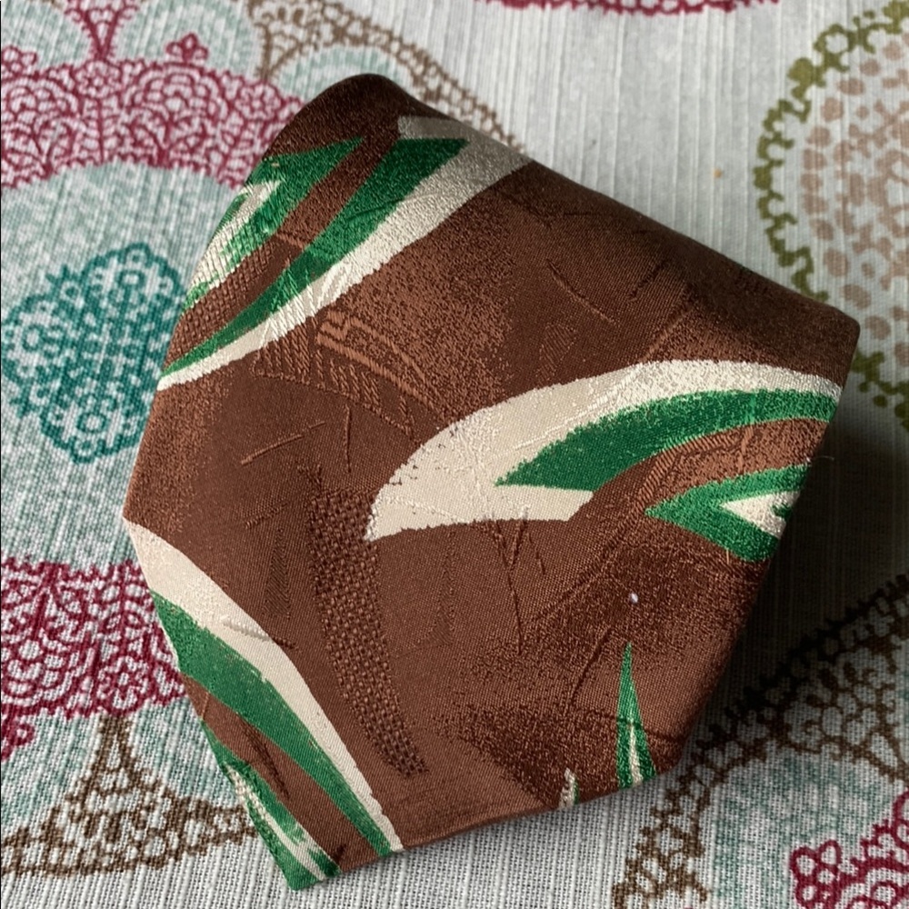 Armani Brown and Green Silk Tie